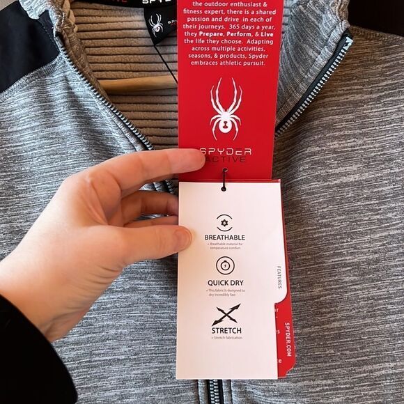 SPYDER ACTIVE Gray Hoodie size M NWT - Picture 6 of 9